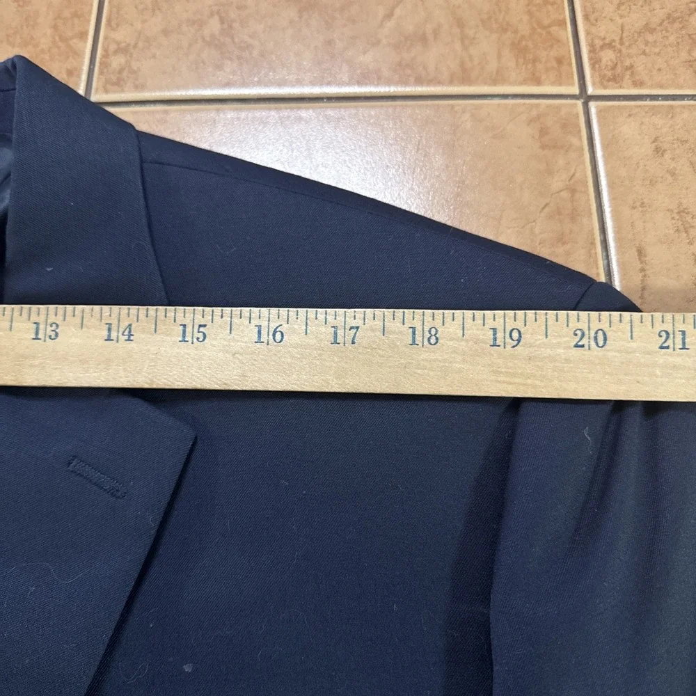 LRL Ralph Lauren Wool Blazer Sport Coat Jacket 46R Solid Black Natural‎ Stretch